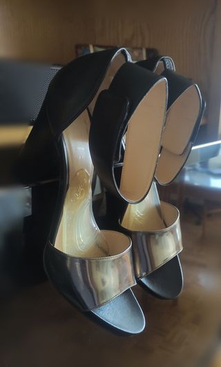 Sandalias tacón alto plata-negro