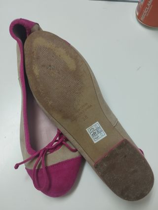 Bailarinas beige y rosa