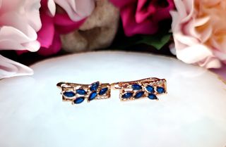 Pendientes chapados en oro rosa 585 y circonitas