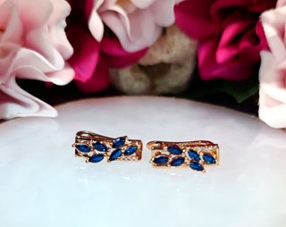 Pendientes chapados en oro rosa 585 y circonitas