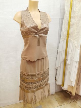 LIQUIDACION! Vestido fiesta beig tallas 50