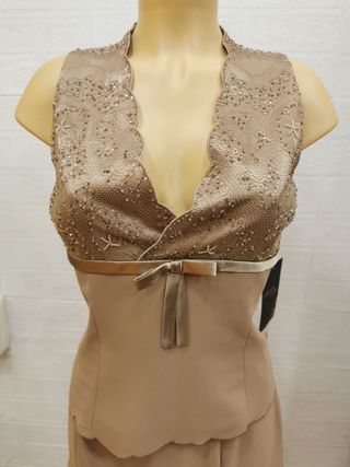 LIQUIDACION! Vestido fiesta beig tallas 50