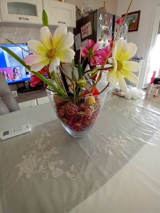 Vaso vetro decorato fiori