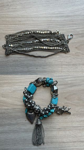 Tobillera y pulsera Plata & Turquesa