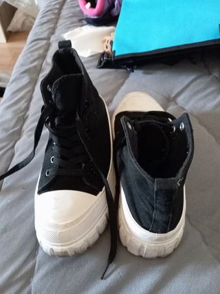 Bambas plataforma negras y blancas - Talla 38