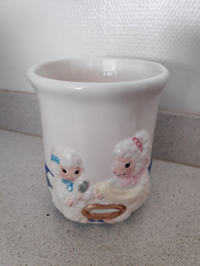 Set baño de oveja: vaso, jabonera, Porta cepillos