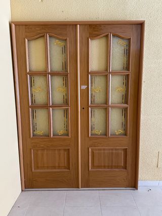 Puerta doble cristalera madera
