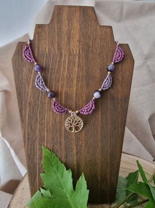 Collana Macramè Viola con Pietra Ametista.
