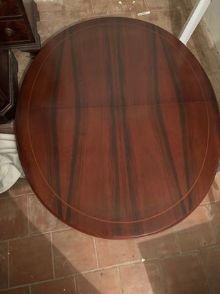 Mesa de comedor, ovalada extensible, de madera