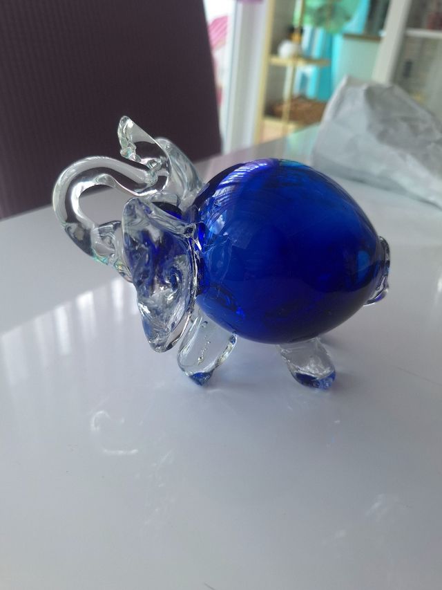 Elefante Murano vetro soffiato blu