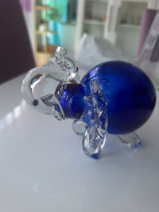 Elefante Murano vetro soffiato blu