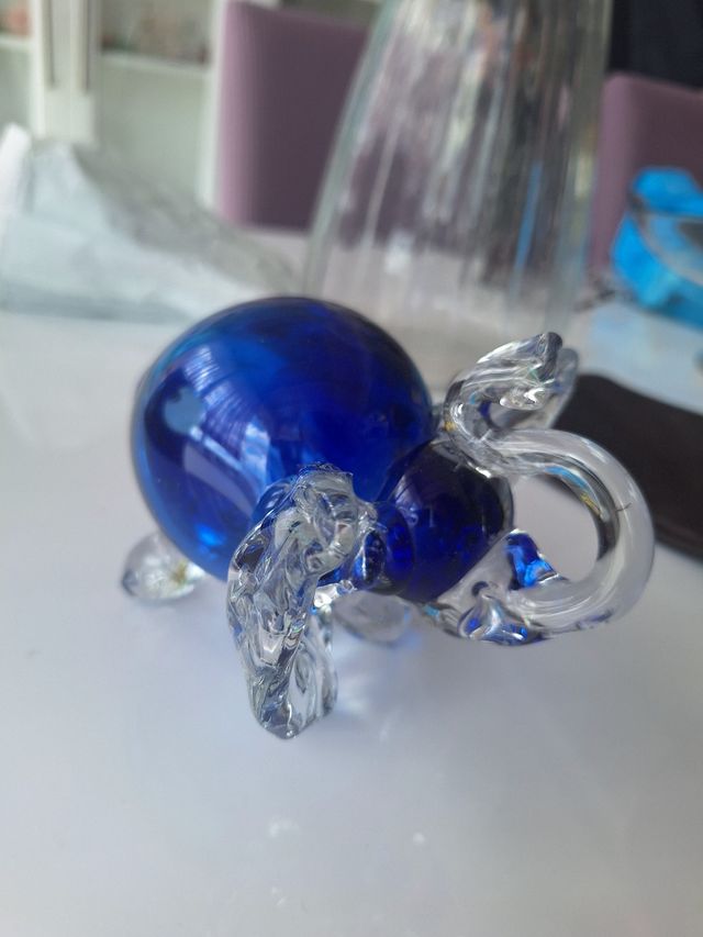 Elefante Murano vetro soffiato blu