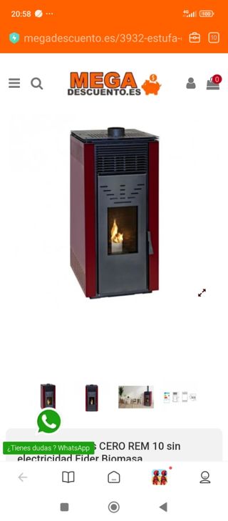 Estufa de pellets sin electricidad