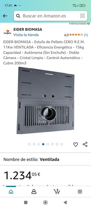 Estufa de pellets sin electricidad