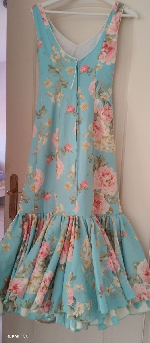 Vestido Flamenca Rosa y Turquesa