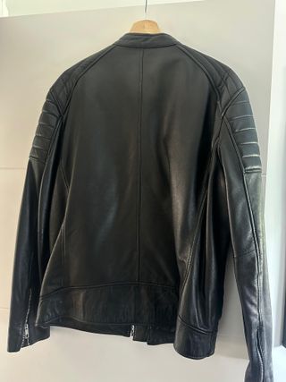CHAQUETA CUERO NEGRA ZARA PIEL REAL TALLA L
