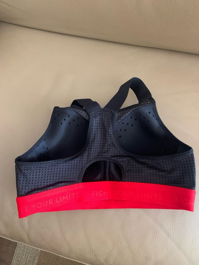 Sujetador deportivo Decathlon negro-rojo