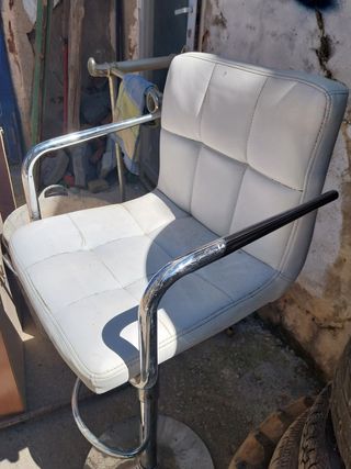Sillón blanco piel - metal