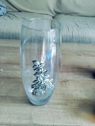 jarron cristal y plata