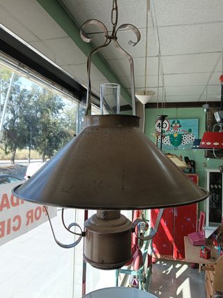 Lampara Quinqué Antigua - Metal y Cristal