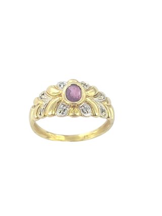Anillo oro 18k rubí y brillantes