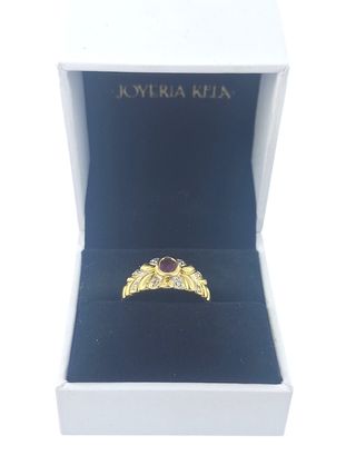 Anillo oro 18k rubí y brillantes