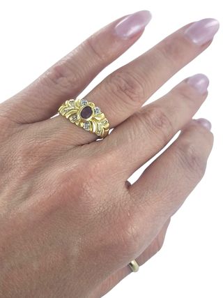 Anillo oro 18k rubí y brillantes