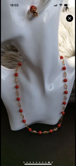 Gargantilla oro con coral 18 K