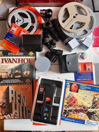 Lote Super8: películas, empalmadora, lamparas