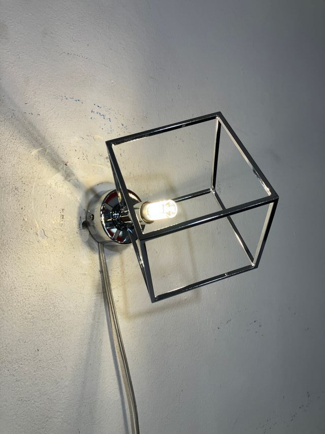 Lampada parete cubo metallo cromo