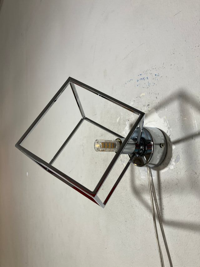 Lampada parete cubo metallo cromo