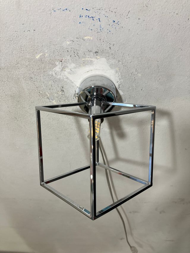 Lampada parete cubo metallo cromo
