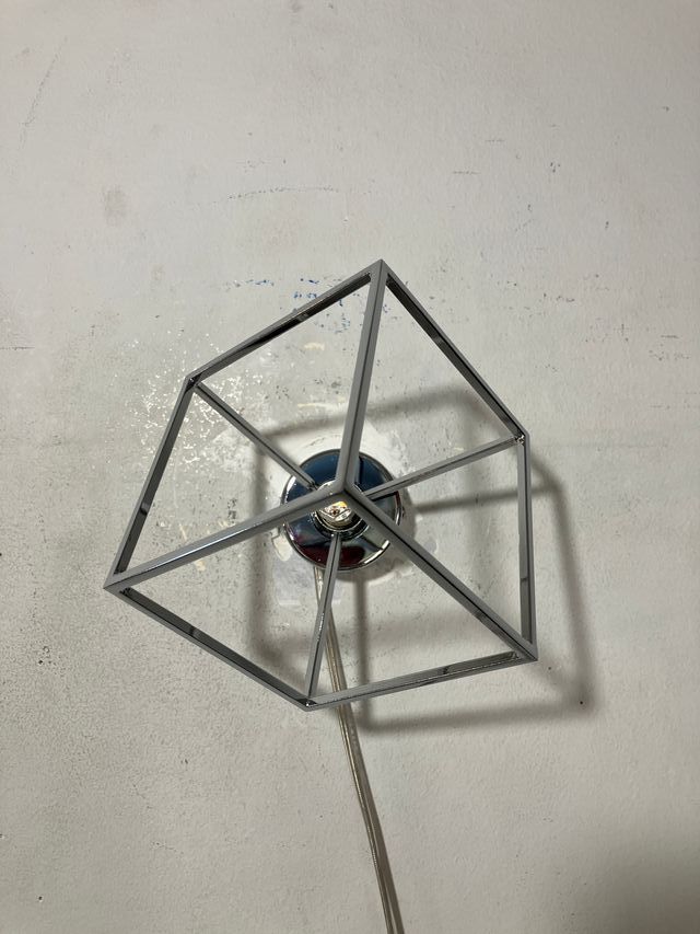 Lampada parete cubo metallo cromo