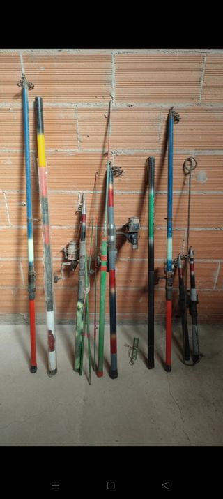 Lote 8 Cañas Pescar Vintage