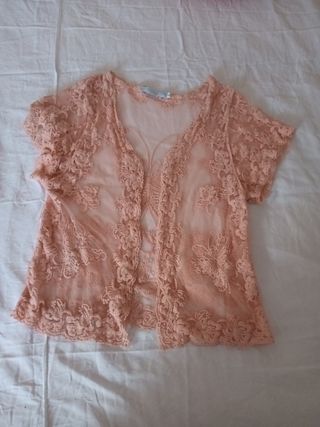 Blusa rosa clara encaje