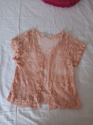 Blusa rosa clara encaje