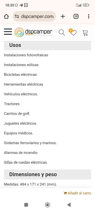 Batería GEL ElekSol 12V
