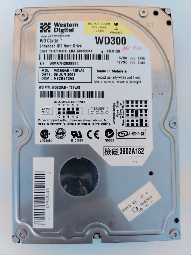 Disco Duro WD300 IDE 30GB