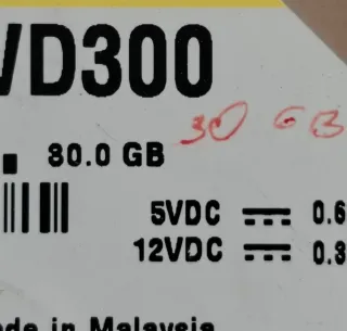 Disco Duro WD300 IDE 30GB