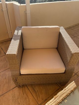 Conjunto jardín mimbre beige