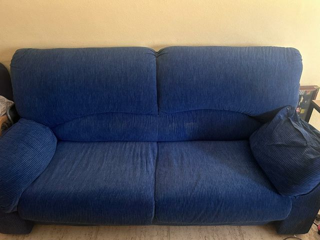 Sofá 3 plazas azul terciopelo