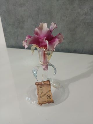 Scultura in Vetro e Ceramica Capodimonte Fiore Ros