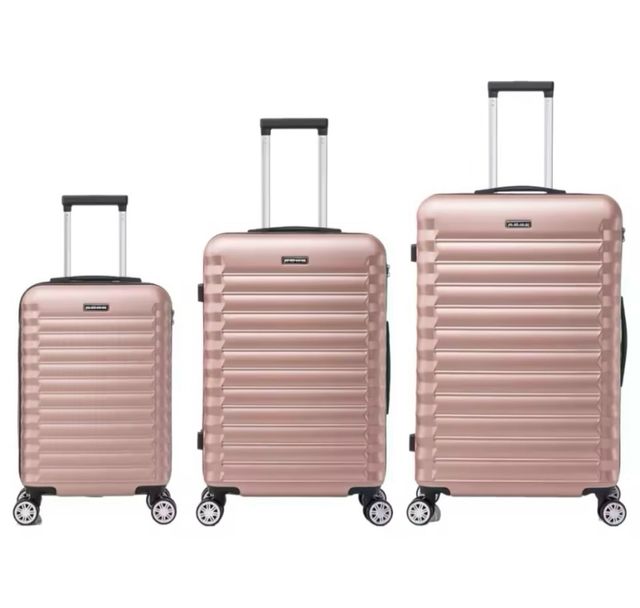 Imposta 3 valigie. Colore rosa metallizzato. Ultimo pack