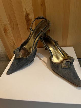 Zapatos Gastone Lucioli-Tacón Tela Vaquera
