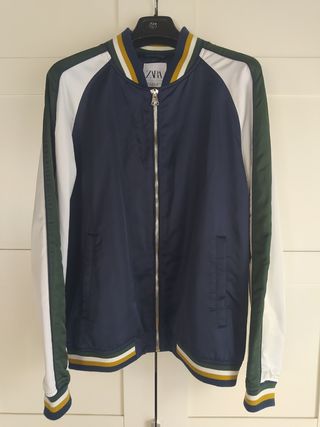 Chaqueta beisbol / bomber Zara azul-blanca-verde