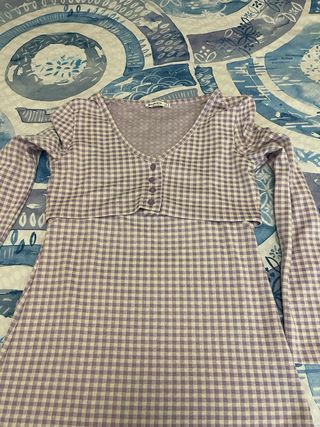 Vestido Lila a Cuadros Talla M