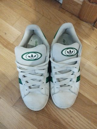 Zapatillas Adidas Campus - Blancas y Verdes - Tall