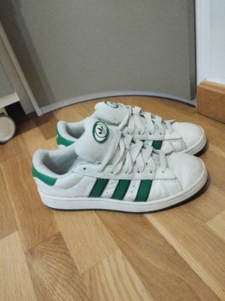 Zapatillas Adidas Campus - Blancas y Verdes - Tall