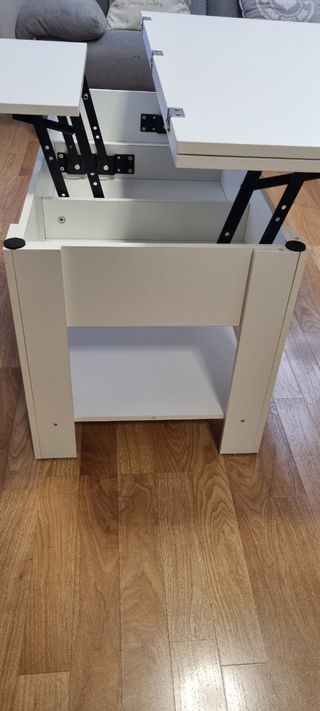 Mesa centro elevable blanca
