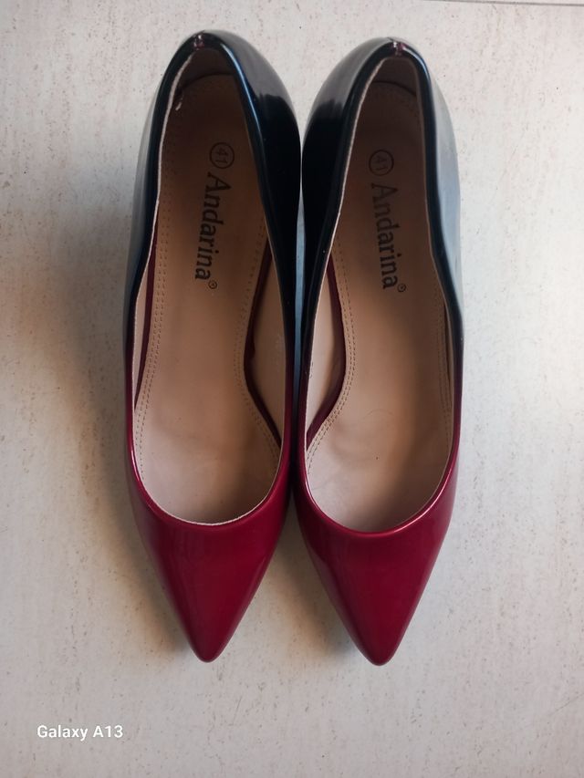 Zapatos tacón Andarina negros y rojos